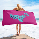 Whale beach towel pink