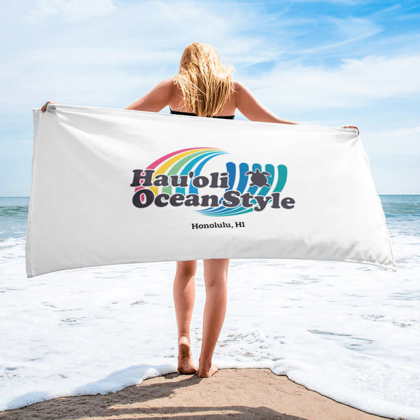 Hau'oli logo beach towel